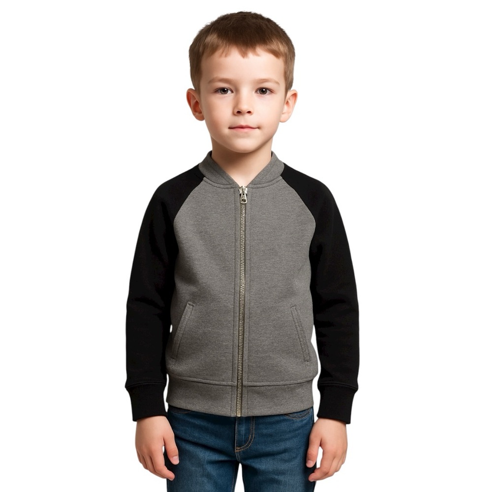 Old Navy Kids Gray Black Bomber Jacket Full Zip Size Small